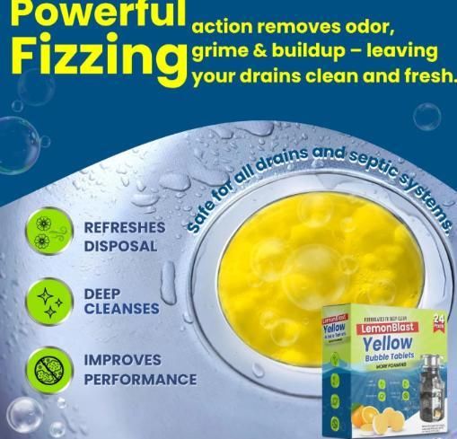 LemonBlast™ Fizz Clean Tablets – Instant Freshness & Stain Removal (24 pcs)