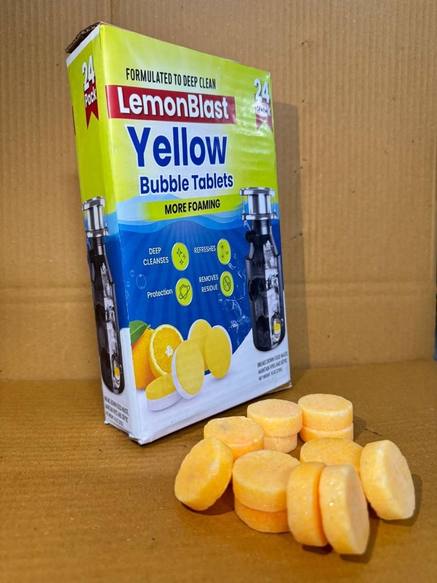 LemonBlast™ Fizz Clean Tablets – Instant Freshness & Stain Removal (24 pcs)